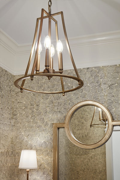 Centered by Design - Spring inspired powder room - Closeup of hanging pendant light